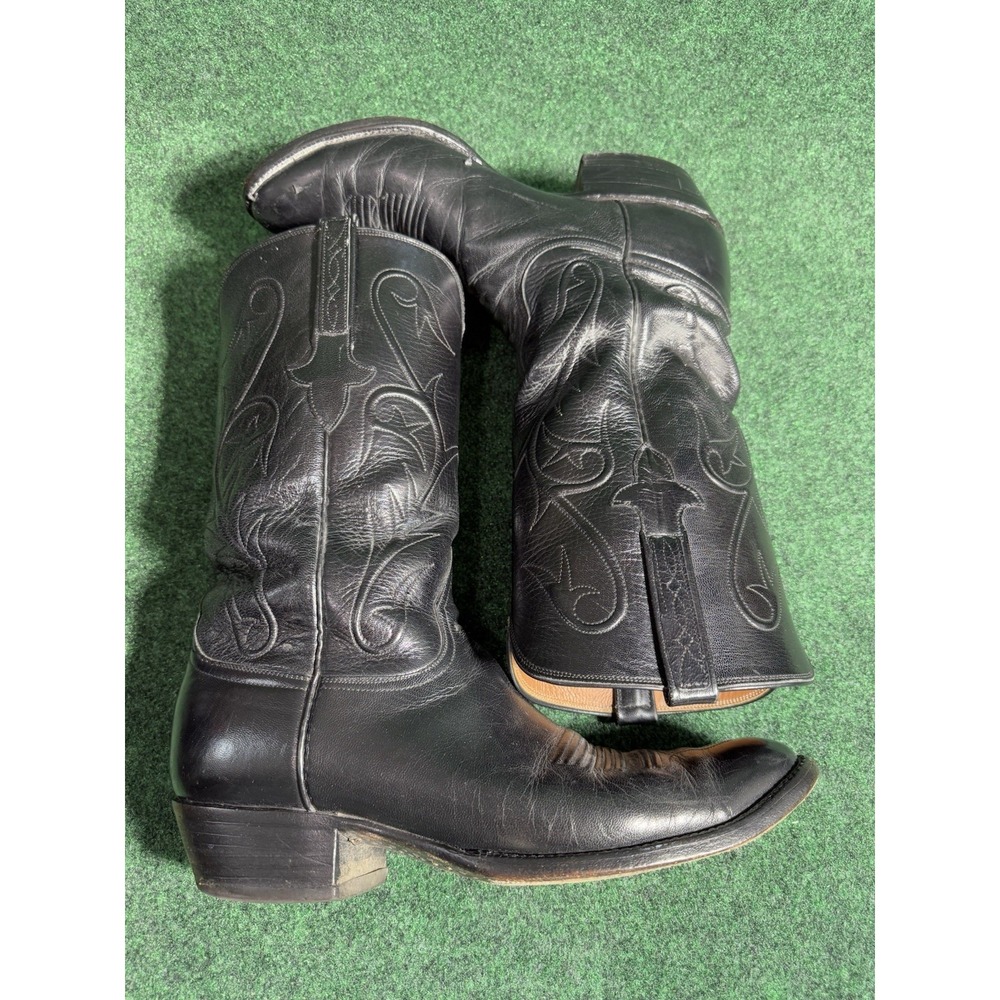 Lucchese Vintage Classics Handmade Black Leather Cowboy Western Boots Men's 10.5